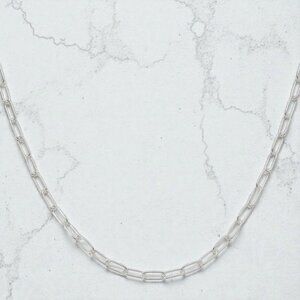 2.9 mm 16" Rhodium Plated Paperclip Link Chain in 925 Sterling Silver